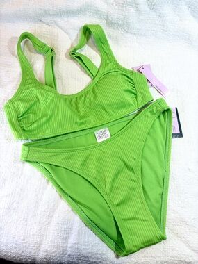 NWT !  Wild Fable Ribbed Bralette Bikini Set - Wild Fable™ Lime Green size XS